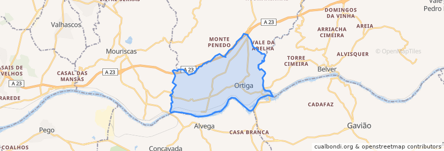 Mapa de ubicacion de Ortiga.