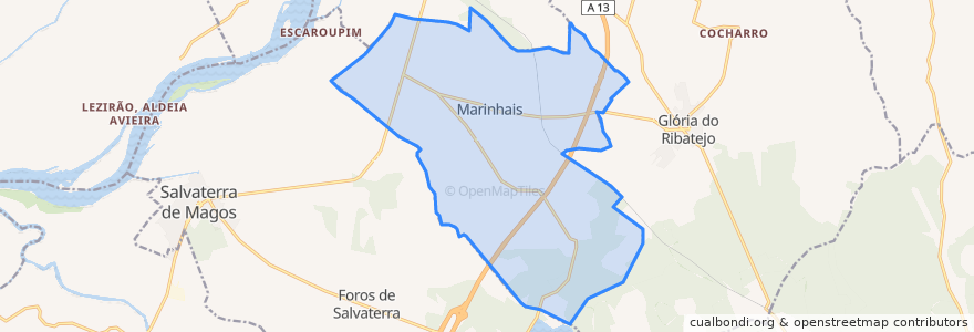 Mapa de ubicacion de Marinhais.