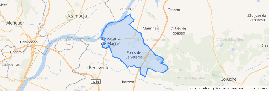 Mapa de ubicacion de Salvaterra de Magos e Foros de Salvaterra.