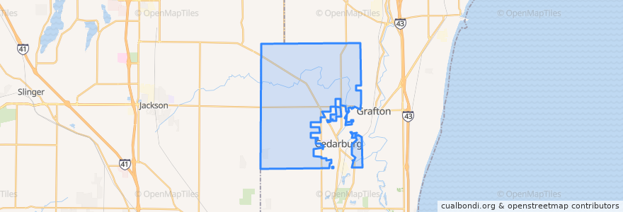 Mapa de ubicacion de Town of Cedarburg.