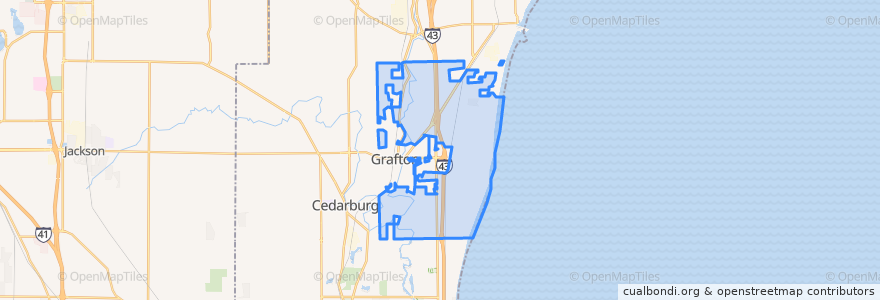 Mapa de ubicacion de Town of Grafton.