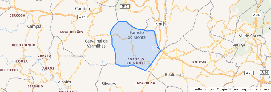 Mapa de ubicacion de Fornelo do Monte.