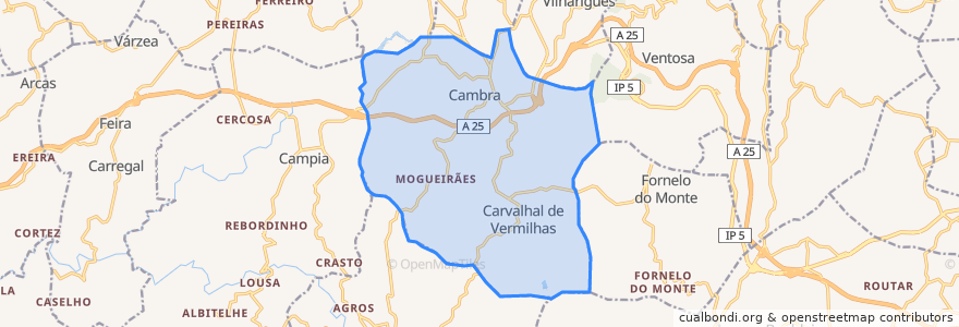 Mapa de ubicacion de Cambra e Carvalhal de Vermilhas.