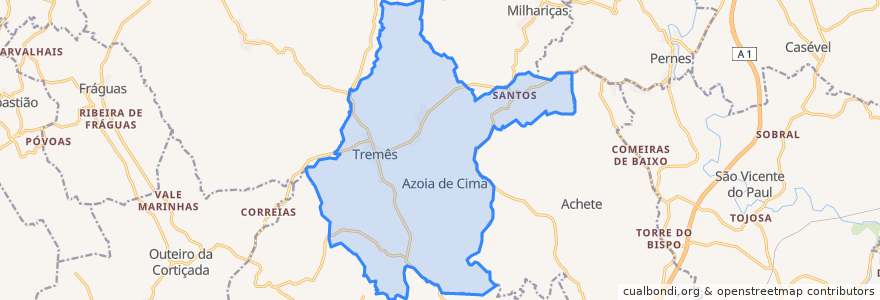 Mapa de ubicacion de Azoia de Cima e Tremês.