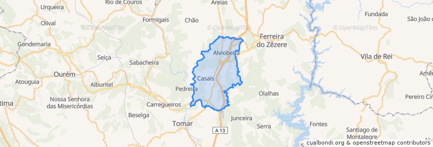 Mapa de ubicacion de Casais e Alviobeira.