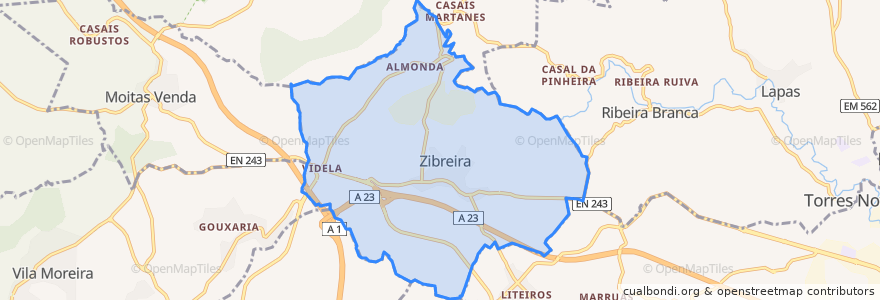 Mapa de ubicacion de Zibreira.