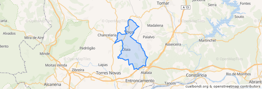 Mapa de ubicacion de Olaia e Paço.