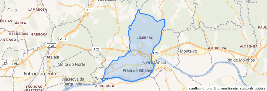 Mapa de ubicacion de Praia do Ribatejo.