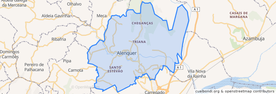 Mapa de ubicacion de Alenquer (Santo Estêvão e Triana).