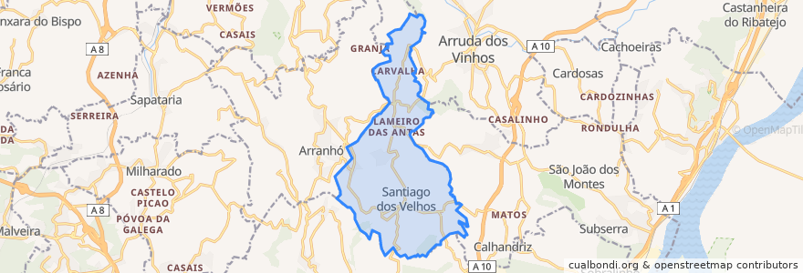 Mapa de ubicacion de S. Tiago dos Velhos.