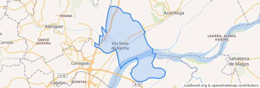 Mapa de ubicacion de Vila Nova da Rainha.