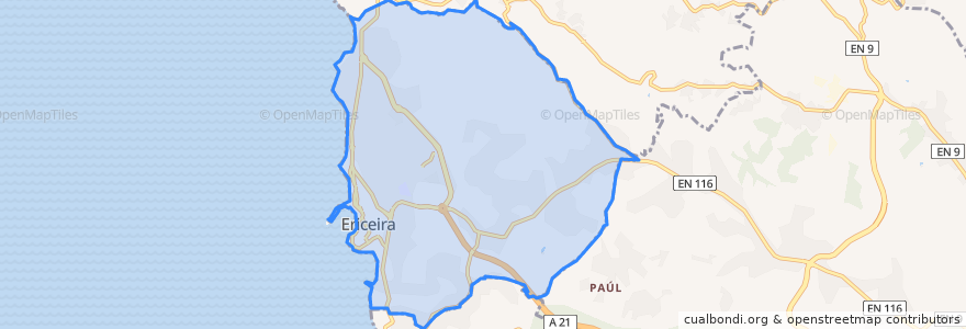 Mapa de ubicacion de Ericeira.