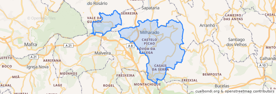 Mapa de ubicacion de Milharado.