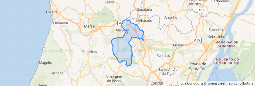 Mapa de ubicacion de Venda do Pinheiro e Santo Estêvão das Galés.