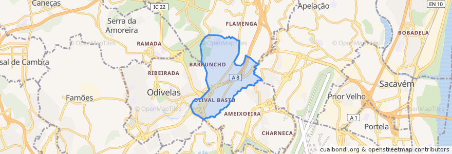 Mapa de ubicacion de Póvoa de Santo Adrião e Olival Basto.