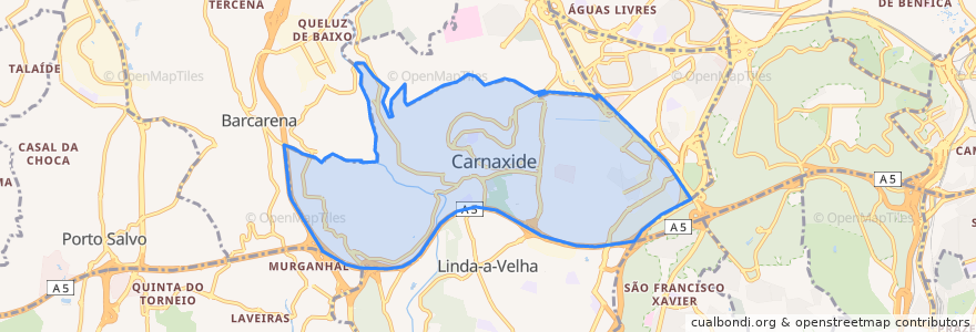 Mapa de ubicacion de Carnaxide e Queijas.