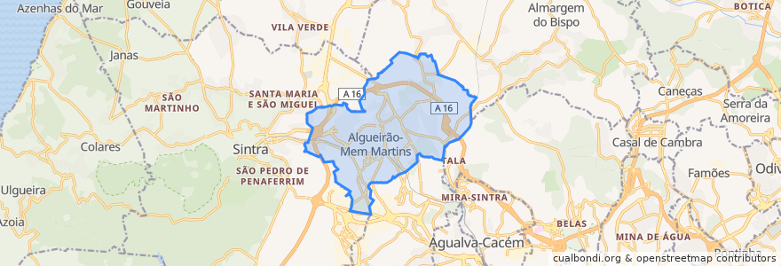 Mapa de ubicacion de Algueirão-Mem Martins.