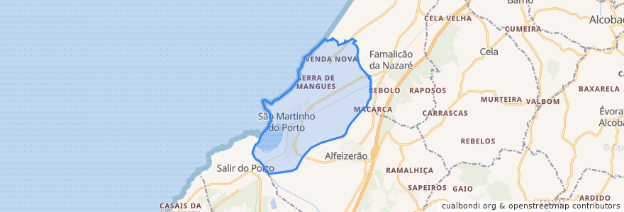 Mapa de ubicacion de São Martinho do Porto.