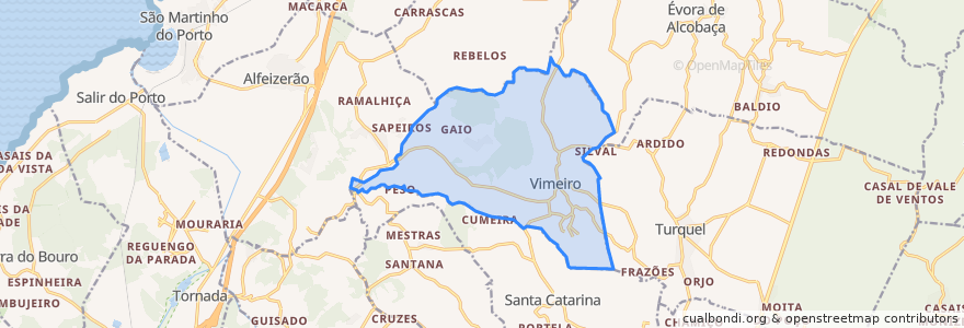 Mapa de ubicacion de Vimeiro.