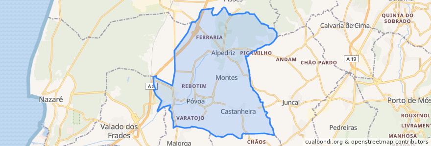 Mapa de ubicacion de Coz, Alpedriz e Montes.