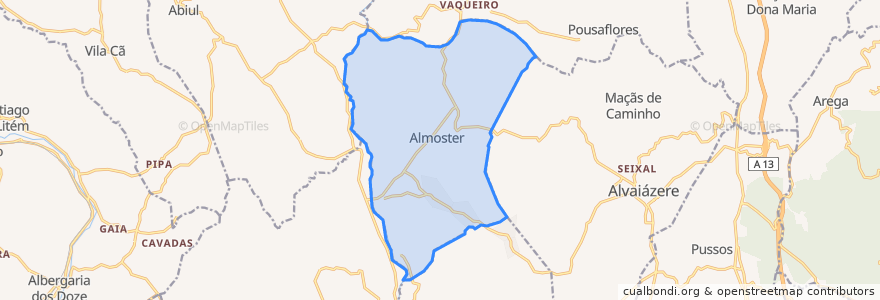 Mapa de ubicacion de Almoster.