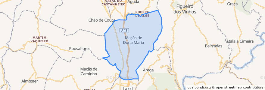 Mapa de ubicacion de Maçãs de Dona Maria.