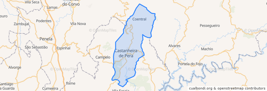 Mapa de ubicacion de Castanheira de Pera e Coentral.