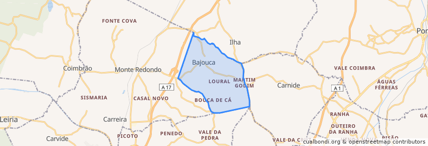 Mapa de ubicacion de Bajouca.