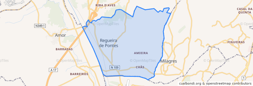 Mapa de ubicacion de Regueira de Pontes.