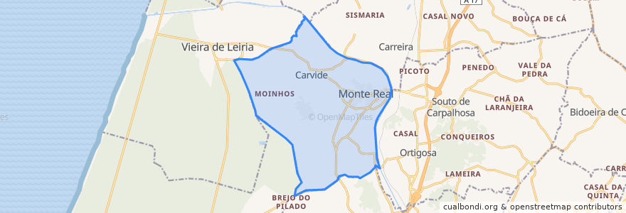 Mapa de ubicacion de Monte Real e Carvide.