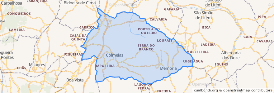 Mapa de ubicacion de Colmeias e Memória.