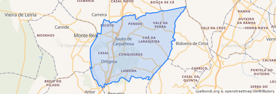 Mapa de ubicacion de Souto da Carpalhosa e Ortigosa.