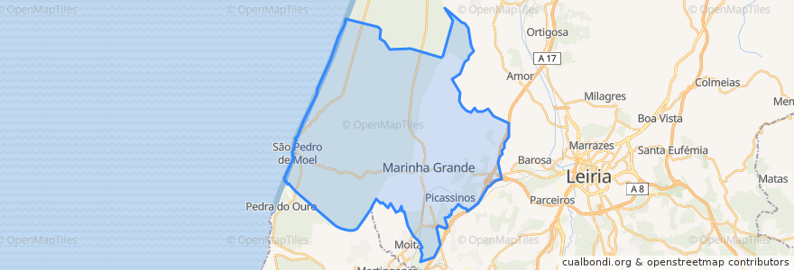 Mapa de ubicacion de Marinha Grande.