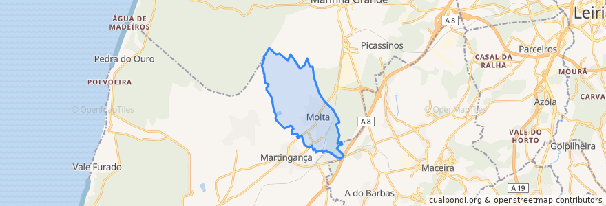 Mapa de ubicacion de Moita.