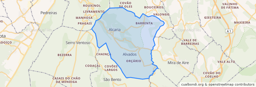 Mapa de ubicacion de Alvados e Alcaria.