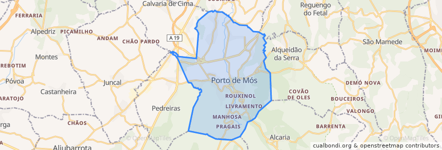 Mapa de ubicacion de Porto de Mós - São João Baptista e São Pedro.