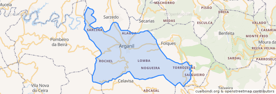 Mapa de ubicacion de Arganil.