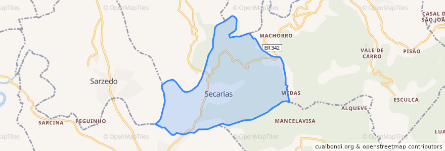 Mapa de ubicacion de Secarias.