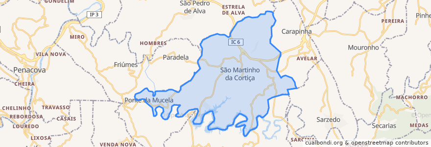 Mapa de ubicacion de São Martinho da Cortiça.