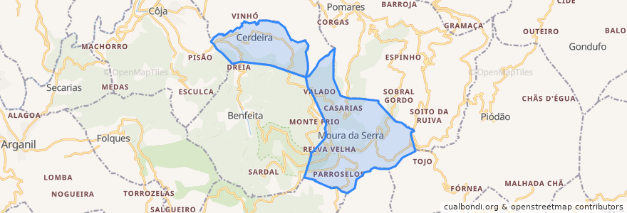 Mapa de ubicacion de Cerdeira e Moura da Serra.