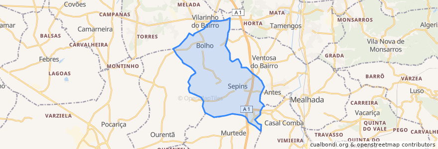 Mapa de ubicacion de Sepins e Bolho.