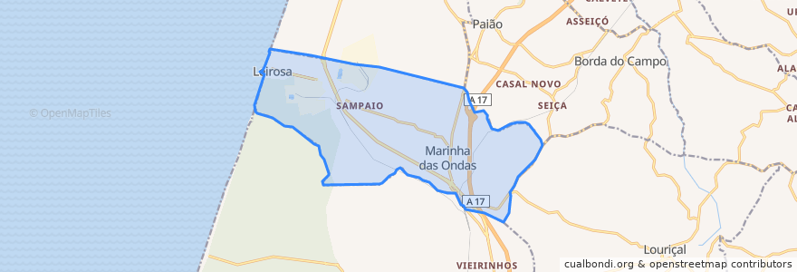 Mapa de ubicacion de Marinha das Ondas.