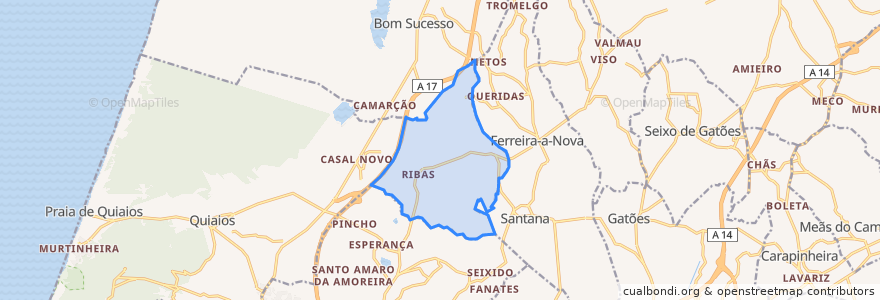 Mapa de ubicacion de Moinhos da Gândara.