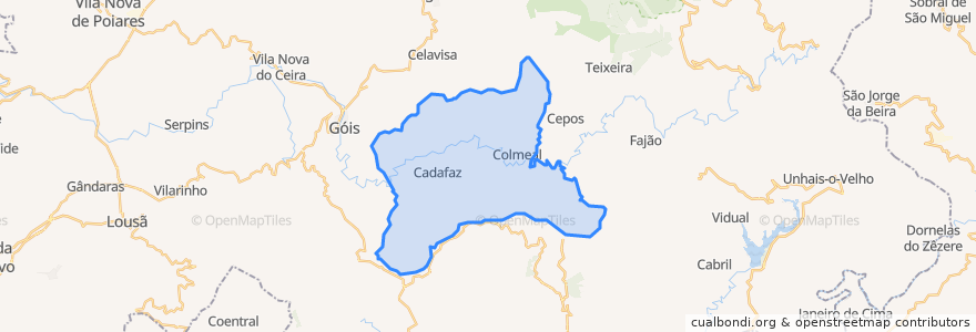 Mapa de ubicacion de Cadafaz e Colmeal.