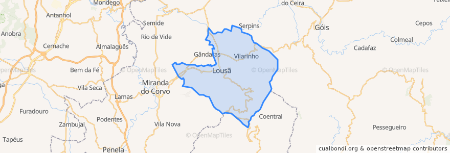 Mapa de ubicacion de Lousã e Vilarinho.