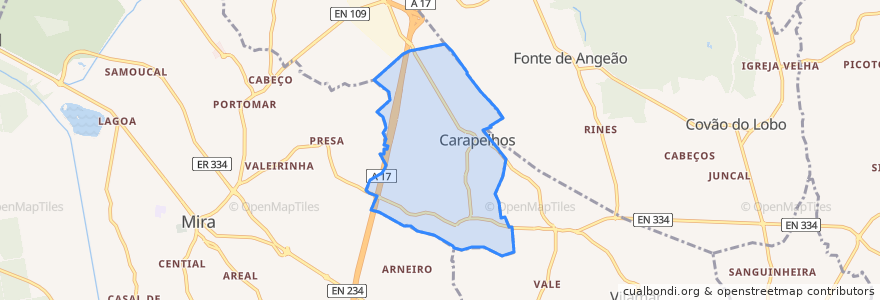 Mapa de ubicacion de Carapelhos.