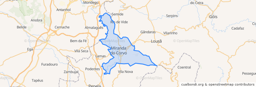 Mapa de ubicacion de Miranda do Corvo.