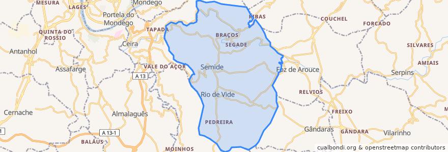 Mapa de ubicacion de Semide e Rio Vide.