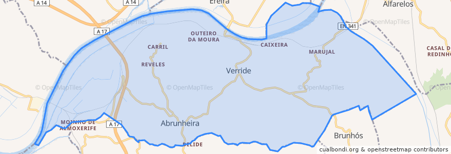 Mapa de ubicacion de Abrunheira, Verride e Vila Nova da Barca.