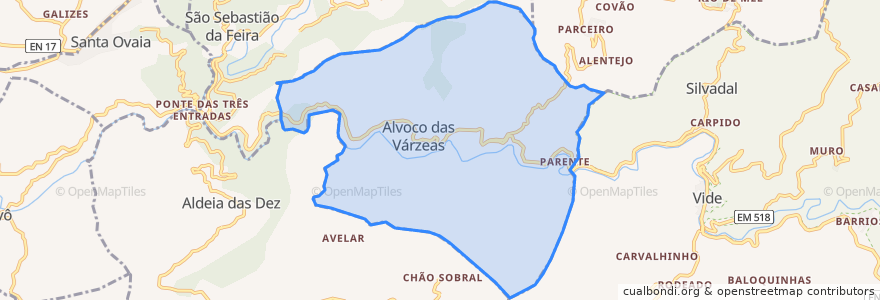 Mapa de ubicacion de Alvoco das Várzeas.